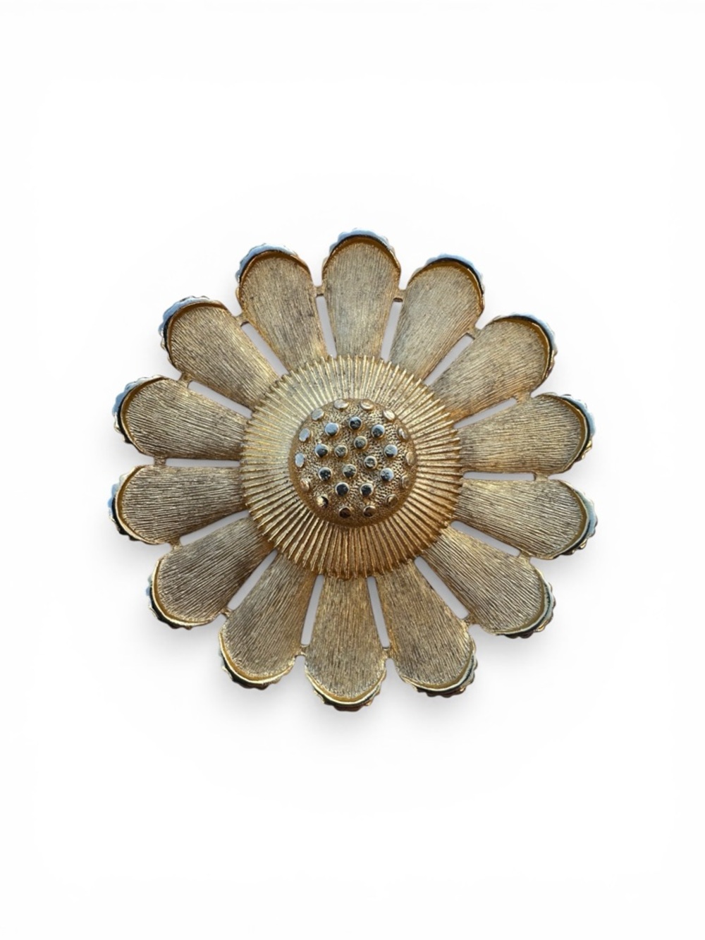 Vintage Sarah Coventry Large Gold Tone Daisy Flower Brooch Statement Pin